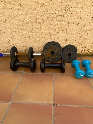 Kit Pesas Gimnasio Mancuernas y Discos