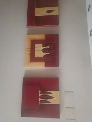 Cuadro decorativo hoja camely roja