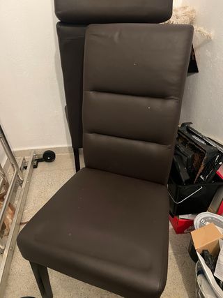 4 Sillas Comedor Piel Sintética Marrón