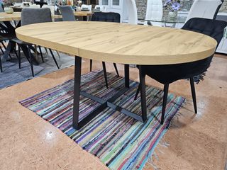 Mesa redonda extensible forja y madera