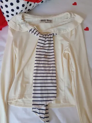 Miu Miu Camiseta Manga Larga Rayas