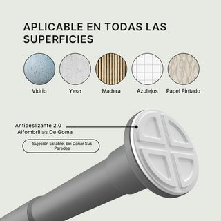 Barra de ducha sin taladro gris