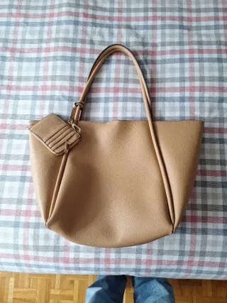 Bolso de mano/hombro de cuero beige