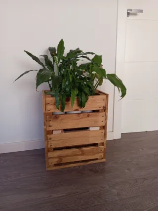 Jardinera de madera rústica