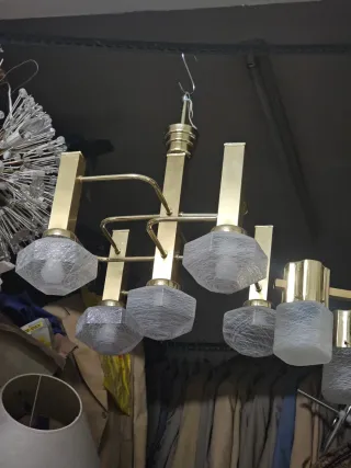 Lámparas Gaetano Sciolari doradas y cristal