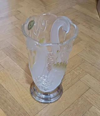 Jarrón Cisnes Baño Oro cristal