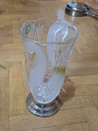 Jarrón Cisnes Baño Oro cristal