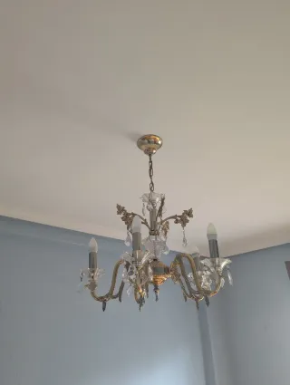 Lámpara Candelabro Cristal y Metal