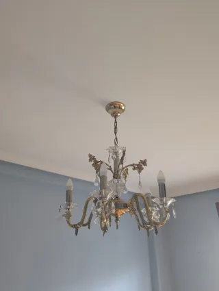 Lámpara Candelabro Cristal y Metal