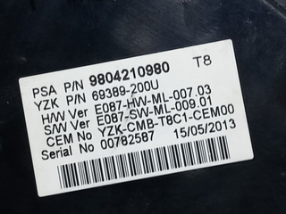 CUADRO INSTRUMENTOS PEUGEOT 3008 9H05 9804210980