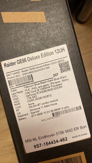 Portátil Gaming MSI GE66 Raider 12UH