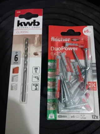 Broca 6mm KWB y Tacos Fischer DuoPower 6x30