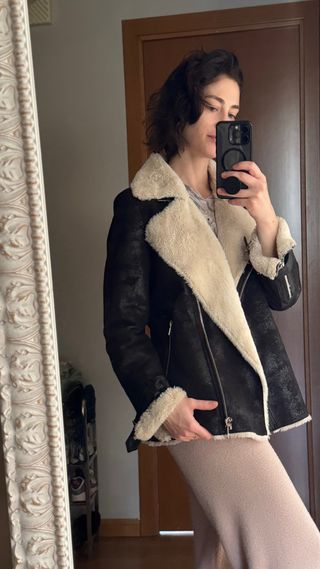 Chaqueta Aviador Trussardi Jeans Negra y Beige