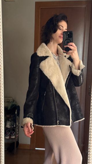 Chaqueta Aviador Trussardi Jeans Negra y Beige