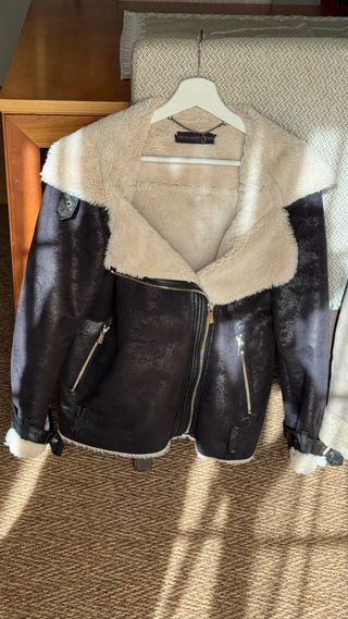 Chaqueta Aviador Trussardi Jeans Negra y Beige