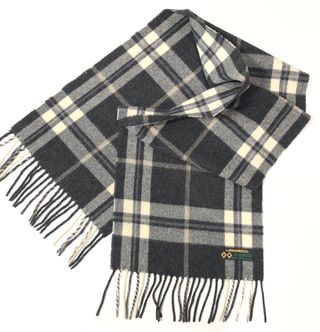 Bufanda Lambswool Italiana Tartán Negro Blanco