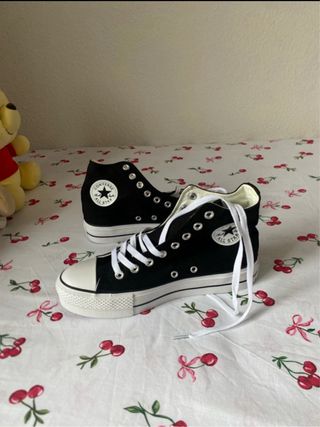 zapatillas tipo converse con plataforma negras
