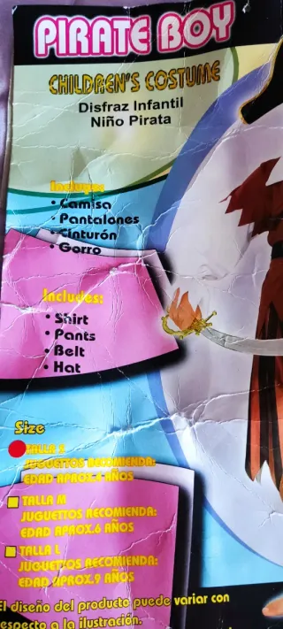 Disfraz Pirata Niño 4 Años