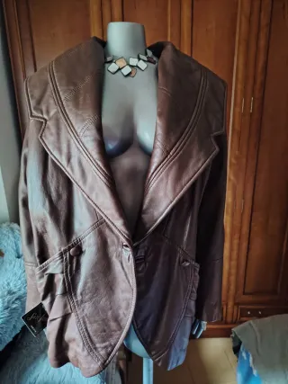 Chaqueta Piel Vintage Italiana Marrón a estrenar