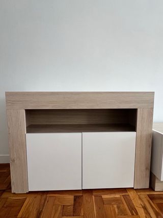 Mueble TV + Aparador Madera y Blanco