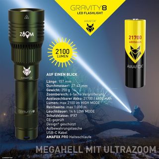 Linterna LED AMAFOX Gravity8 Verde Militar