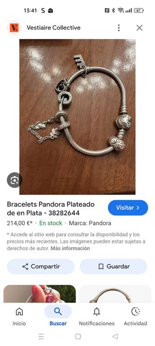 Pulsera Pandora Plata con Ticket