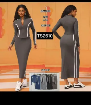 Conjunto deportivo mujer gris y blanco