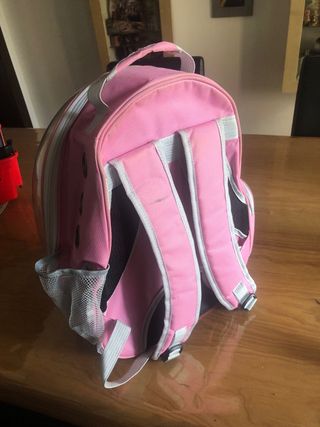 Mochila transportín para mascotas transparente