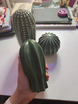 Set 3 Figuras Cactus Cerámica Nórdico