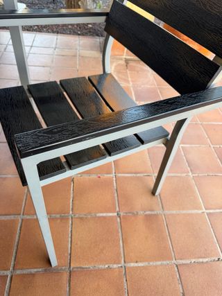 Mesa Terraza Metal y Madera Oscura