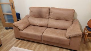 Sofá de 2 plazas beige/marrón