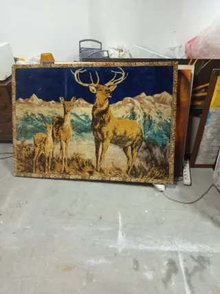 Cuadro Ciervos Montaña Tapiz Tela 134x94cm