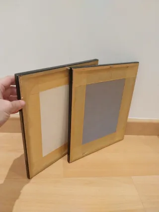 2 Cuadros Abstractos Marco Negro 31x26