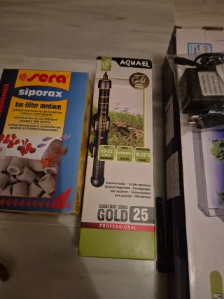Lote artículos acuario: Filtro, calentador, LED