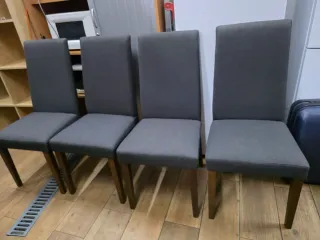 4 Sillas Tapizadas Tela Gris