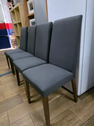 4 Sillas Tapizadas Tela Gris