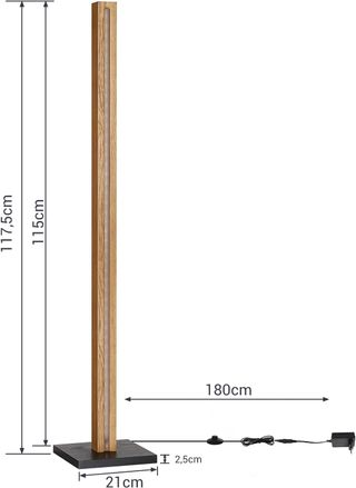Lampada da terra LED regolabile in legno
