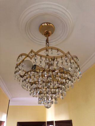 Lámparas de techo dorada con cristales