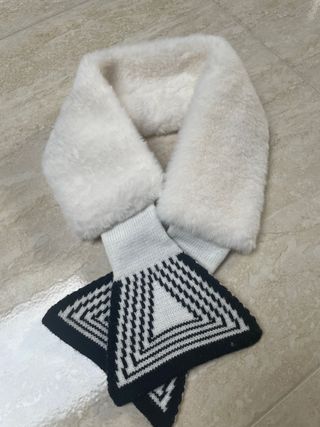 Scaldacollo pelliccia sintetica bianco e beige