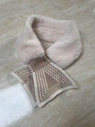 Scaldacollo pelliccia sintetica bianco e beige