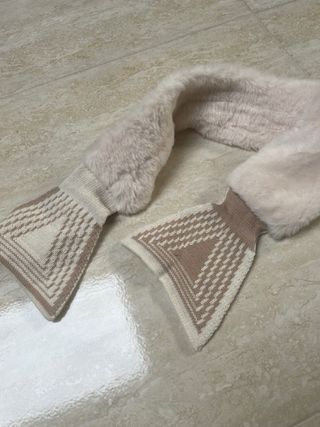 Scaldacollo pelliccia sintetica bianco e beige