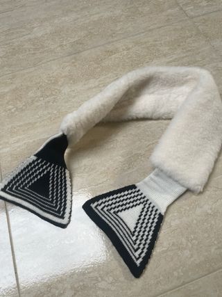 Scaldacollo pelliccia sintetica bianco e beige