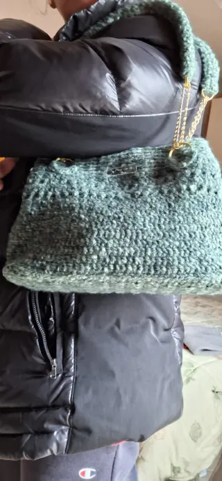 Borsa fatta a mano verde uncinetto crochet