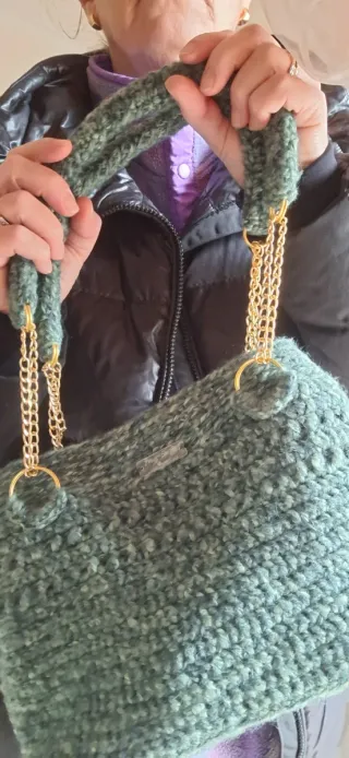 Borsa fatta a mano verde uncinetto crochet