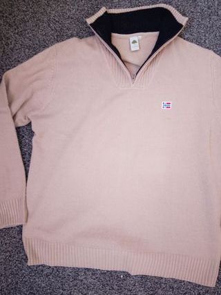 Maglione Natu Uomo Beige Mezza Zip Taglia M