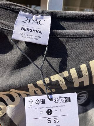 Bershka x Tupac Camiseta Gris