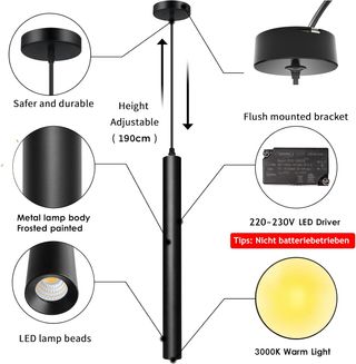Lámpara Colgante LED Negra 5W