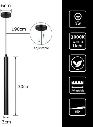 Lámpara Colgante LED Negra 5W