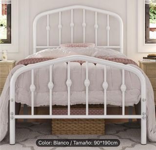 Cama individual de metal blanca