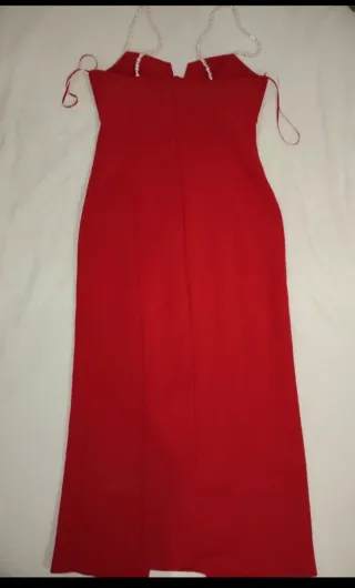 Vestido rojo entallado de tirantes zara